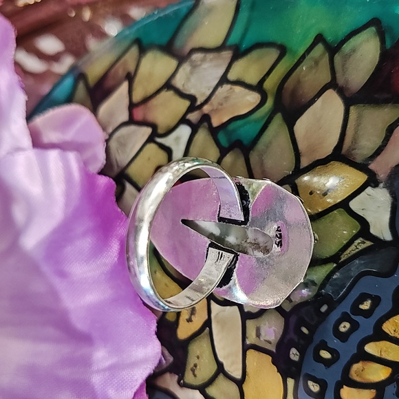 Ocean Jasper 925 Silver Gemstone Ring - Size 8 3/4 - Picture 5 of 8